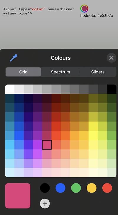 html type color = zadání barvy