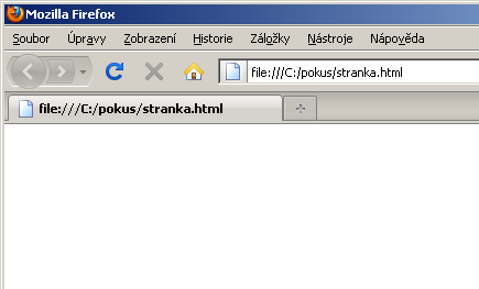 Prázdný html soubor v prohlížeči Mozilla Firefox